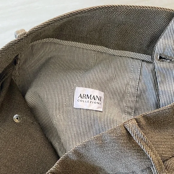 Armani Collezioni Wool Blend Brown Tan Trousers Pants Luxury Designer Minimalist - Picture 7 of 16